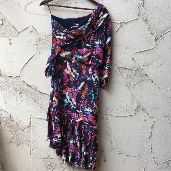 Saloni Lexie Off Shoulder Dress u der knee Floral Dress size 6 - Picture 6 of 13